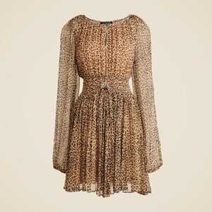 J. Crew Elena Mini Dress Womens S‎ Beige Twee Flounce Party Event Mob Wife NWT